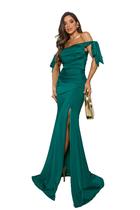 Vestido Longo Festa Sereia Cetim com Fenda Lateral