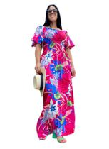 vestido longo floraal moda evangelica plus size