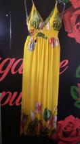Vestido Longo Floral Amarelo Aflora Moda Tam M