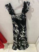 Vestido longo floral preto
