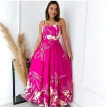 Vestido longo florido pink