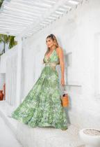 Vestido longo folhagem
