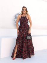 Vestido longo frente unica com fenda cod:2049