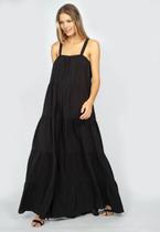 Vestido Longo Goivira Viscose Camadas Preto