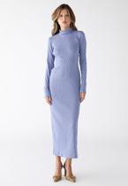 Vestido Longo Gola Alta Fenda Lateral Ribana Premium Vestido Longo Gola Alta Fenda Lateral Ribana Premium