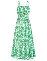 Vestido longo GRACE KARIN com estampa floral com alça espaguete verde XL