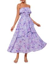Vestido longo GRACE KARIN, de ombros largos, com babados, floral, 2GG, feminino