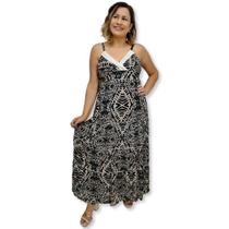 Vestido Longo Indiano alça Crepe Estampado Boho Luxo 23167