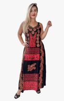 Vestido Longo Indiano Alça Estonado Com Bordado Batik-Cod.0171