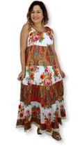 Vestido Longo Indiano Algodão Alça Estampa Floral 21247