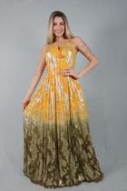 Vestido longo Indiano Boho Chic com detalhes em Lurex