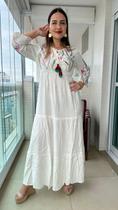 Vestido Longo Indiano Bordado Manga Longa cod 01