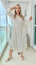 Vestido Longo Indiano Chemise Linho Boho Chic c/ Bolsos cod 01 Vestido Longo Indiano Chemise Linho Boho Chic c/ Bolsos cod 01