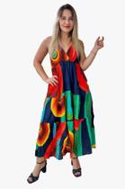 Vestido Longo Indiano Estampado Alça c/ Regulagem-Cod.1220