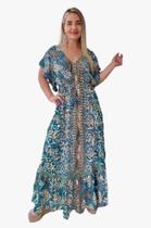 Vestido Longo Indiano Estampado Toque De Seda-cod 1721