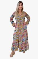 Vestido Longo Indiano Estampado Toque de Seda-Cod.LDR-1642