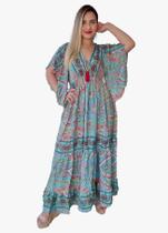 Vestido Longo Indiano Estampado Toque de Seda-Cod.LDR-1699
