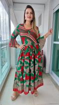 Vestido Longo Indiano Estampado Toque de Seda-Cod.LDR-17596