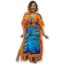 Vestido Longo Indiano Kaftan Viscose Estampa Africana Plus Vestido Longo Indiano Kaftan Viscose Estampa Africana Plus