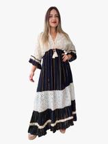 Vestido Longo Indiano Linha Luxo Boho Chic c/ Forro-cod.46