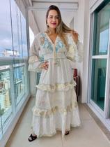 Vestido Longo Indiano Linha Luxo Premium Boho Chic c/ Forro-cod.56