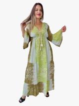 Vestido Longo Indiano Linha Luxo Premium Boho Chic c/ Forro-cod.57