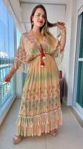Vestido Longo Indiano Linha Luxo Premium Boho Chic c/ Forro-cod.67