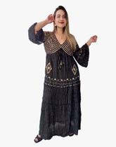 Vestido Longo Indiano Lurex Linha Luxo Boho Chic c/ Forro-cod.01