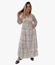 Vestido Longo Indiano Lurex Linha Luxo Boho Chic c/ Forro-cod.10