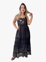 Vestido Longo Indiano Lurex Linha Luxo Boho Chic c/ Forro-cod.15