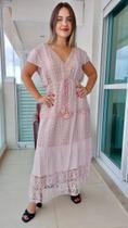 Vestido Longo Indiano Lurex Luxo Boho Chic c/ Forro-c104