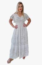 Vestido Longo Indiano Manga Curta Lurex Luxo C/ Forro Cod 04A