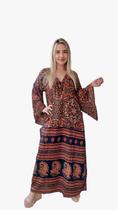 Vestido Longo Indiano Tipo Kaftan Toque De Seda - Cod. 5013