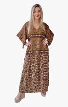 Vestido Longo Indiano Tipo Kaftan Toque De Seda - Cod. 5031