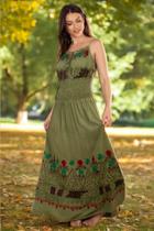 Vestido Longo INDY Estampa Flowers Verde