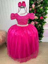 Vestido Longo Infantil Enjoy Laura Pink com Renda Vestido Longo Infantil Enjoy Laura Pink com Renda