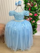 Vestido Longo Infantil Laura Azul Bebê - Coleção Enjoy Vestido Longo Infantil Laura Azul Bebê - Coleção Enjoy