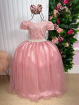 Vestido Longo Infantil Laura Rose com Renda e Tule Vestido Longo Infantil Laura Rose com Renda e Tule