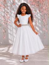 Vestido Longo Infantil Social Branco Festa Formatura Casamento Pérolas Princesa Florista Aniversário Vestido Longo Infantil Social Branco Festa Formatura Casamento Pérolas Princesa Florista Aniversário