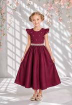 Vestido Longo Infantil Social Marsala Bordô Vinho Festa Formatura Casamento Pérolas Princesa Florista Aniversário Vestido Longo Infantil Social Marsala Bordô Vinho Festa Formatura Casamento Pérolas Princesa Florista Aniversário