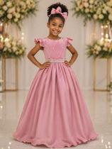 Vestido Longo Infantil Social Rosa Rosé Nude Amêndoa Festa Formatura Casamento Pérolas Princesa Florista Aniversário Vestido Longo Infantil Social Rosa Rosé Nude Amêndoa Festa Formatura Casamento Pérolas Princesa Florista Aniversário
