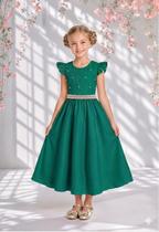Vestido Longo Infantil Social Verde Esmeralda Bandeira Festa Formatura Casamento Pérolas Princesa Florista Aniversário Vestido Longo Infantil Social Verde Esmeralda Bandeira Festa Formatura Casamento Pérolas Princesa Florista Aniversário