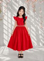 Vestido Longo Infantil Social Vermelho Festa Formatura Casamento Pérolas Princesa Florista Aniversário Vestido Longo Infantil Social Vermelho Festa Formatura Casamento Pérolas Princesa Florista Aniversário