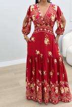 Vestido Longo Inspirado em Estampas Tropicais Vestido Longo Inspirado em Estampas Tropicais