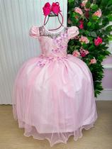 Vestido Longo Jardim Encantado Borboletas Rosa Bebê - Vila Lele Vestido Longo Jardim Encantado Borboletas Rosa Bebê - Vila Lele