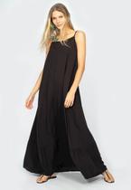 Vestido Longo Jataí Trapézio Viscose Preto