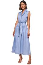 Vestido longo jeans lado avesso azul claro