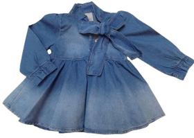 Vestido Longo Jeans Luxo Bebê Menina Estonado Katita 2786