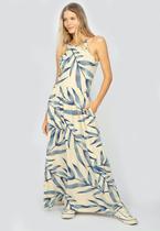 Vestido Longo Jennifer Malha Amazonia Vital Trapézio com Bolso Bambu Azul