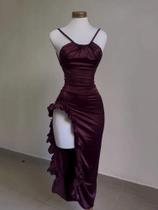 Vestido Longo Justo Vintage Sexy De Cetim Sem Costas E Sem Alças Com Babados Para Mulheres, Elegante Vestido Longo Justo Vintage Sexy De Cetim Sem Costas E Sem Alças Com Babados Para Mulheres, Elegante